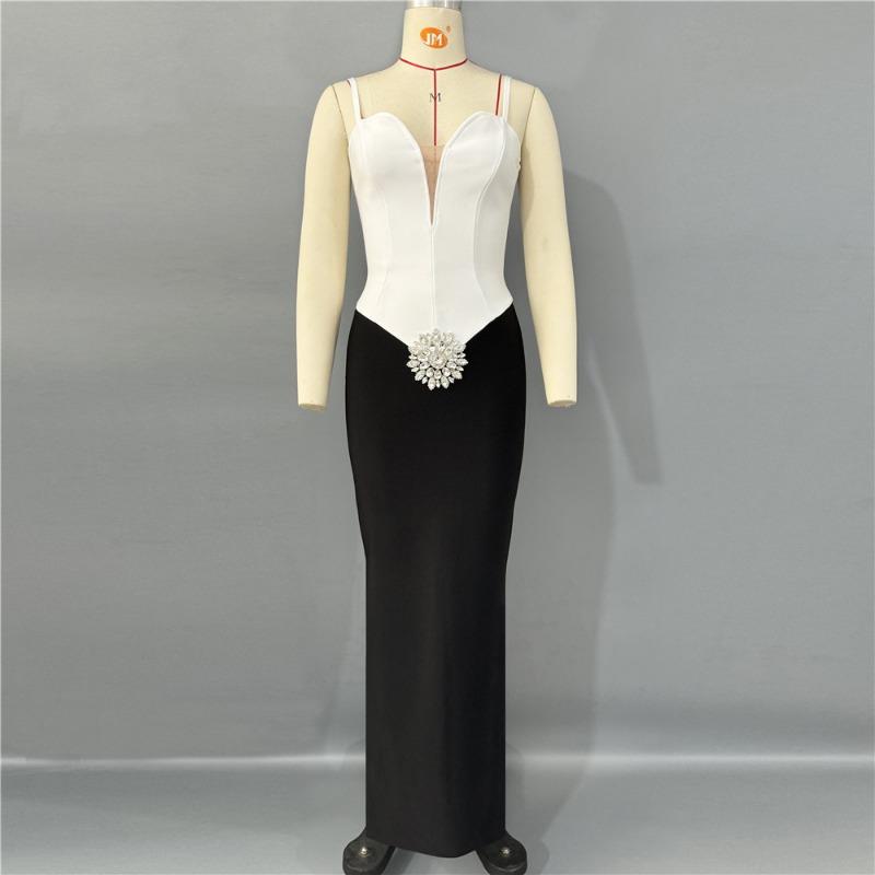 Luxury Rhinestone Bandage Dress Fashionable Sexy Suspender Dress Evening Dress Temperament Slim Women's Clothing