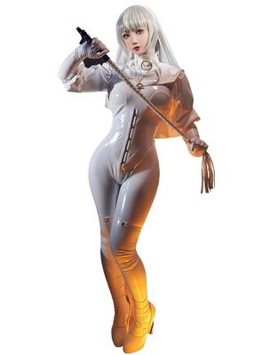 Dospelý Cool Roztomilý Chowbie Mníška Sestra Diabolka Čarodejnica Body Trikot Cosplay Kostým Oblečenie Maškaráda Transformácia Prezlečenie Biela [Miccostumes] Dámsky
