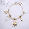Personalized Diy Knotted Rope Chain Sun Moon Cross Pendant Necklace Furnace Vacuum Plating Color Retention
