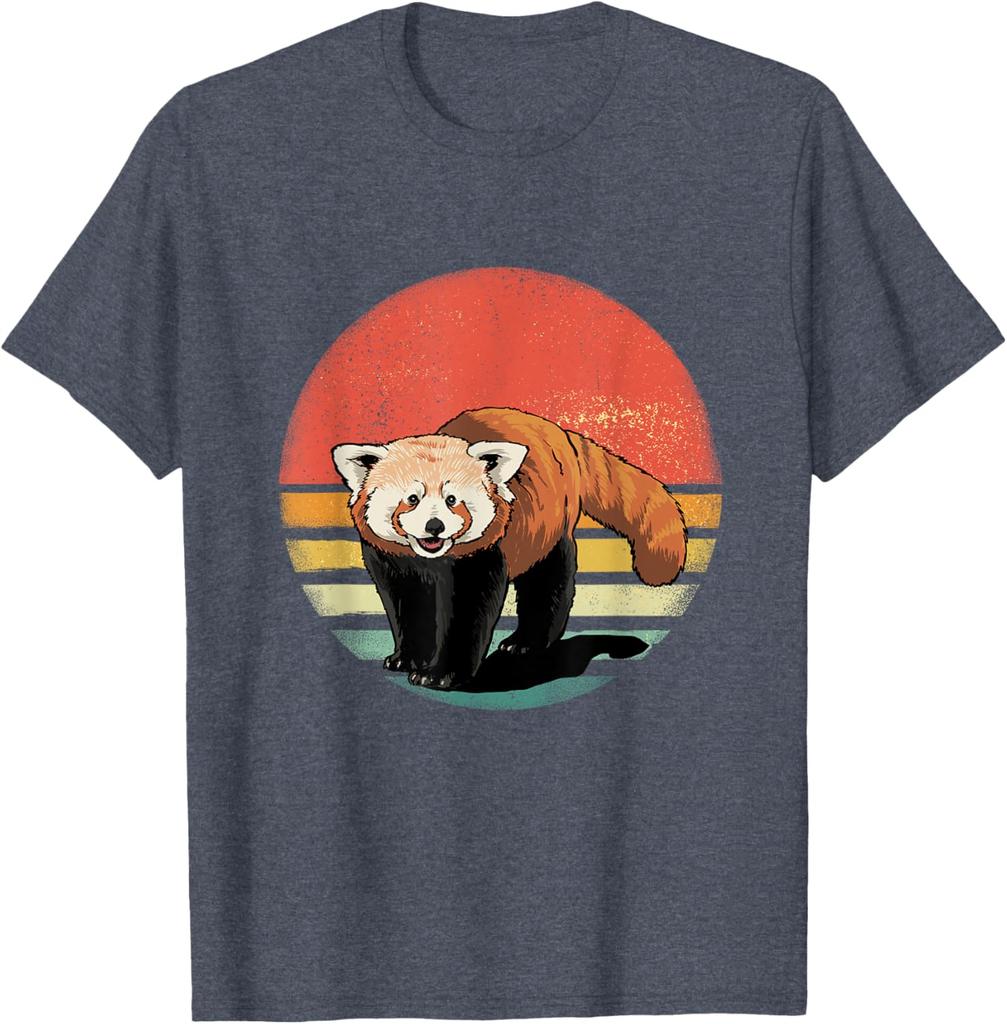 Retro Red Panda Sunset Vintage Animal Lover Graphic Tee Shirt Casual Unisex