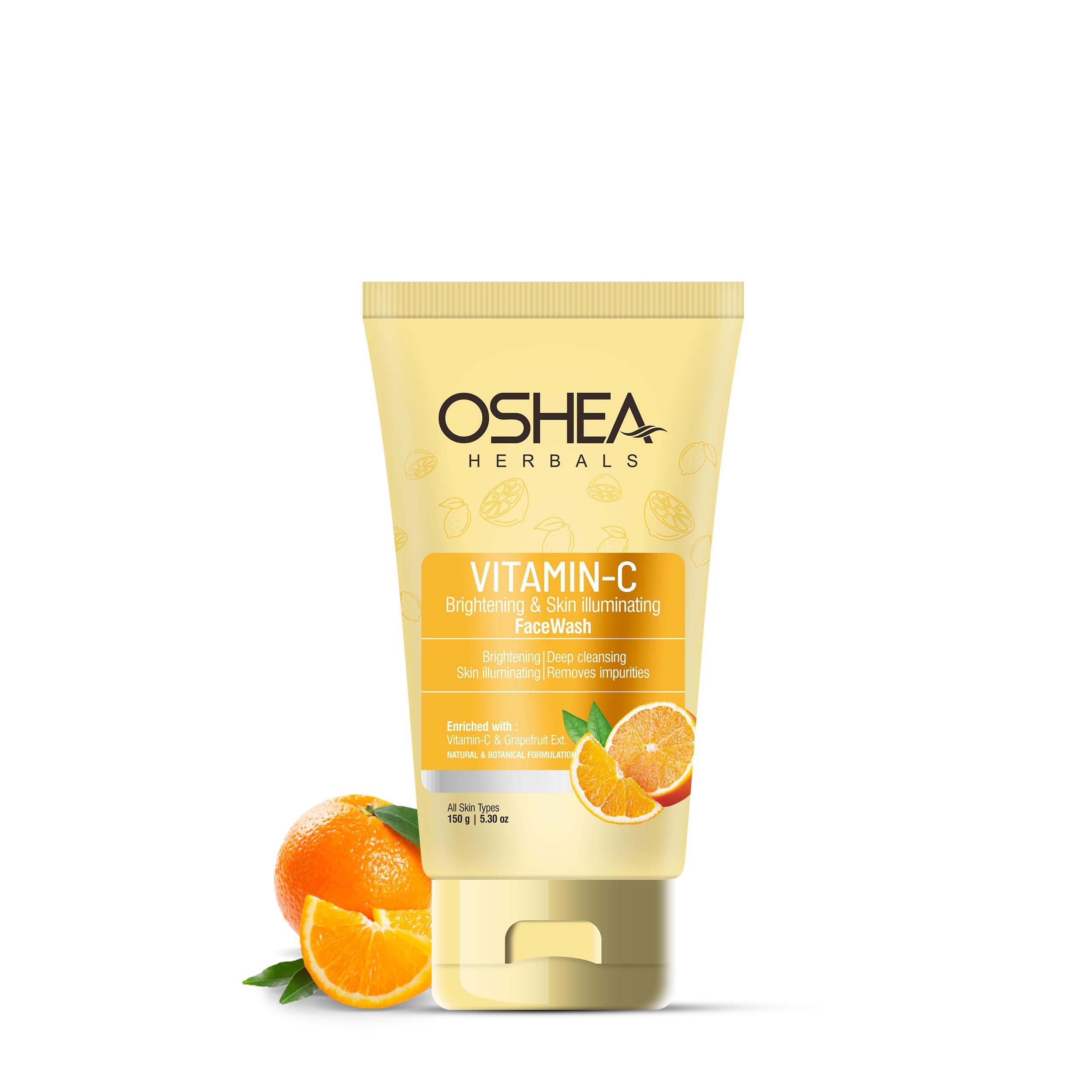 Oshea Herbals Vitamin C Brightening Facewash for Women & Men | Deep Cleansing with Radiant Glow | Reduces Dark Spots & Blemishes | Enriched with Gr