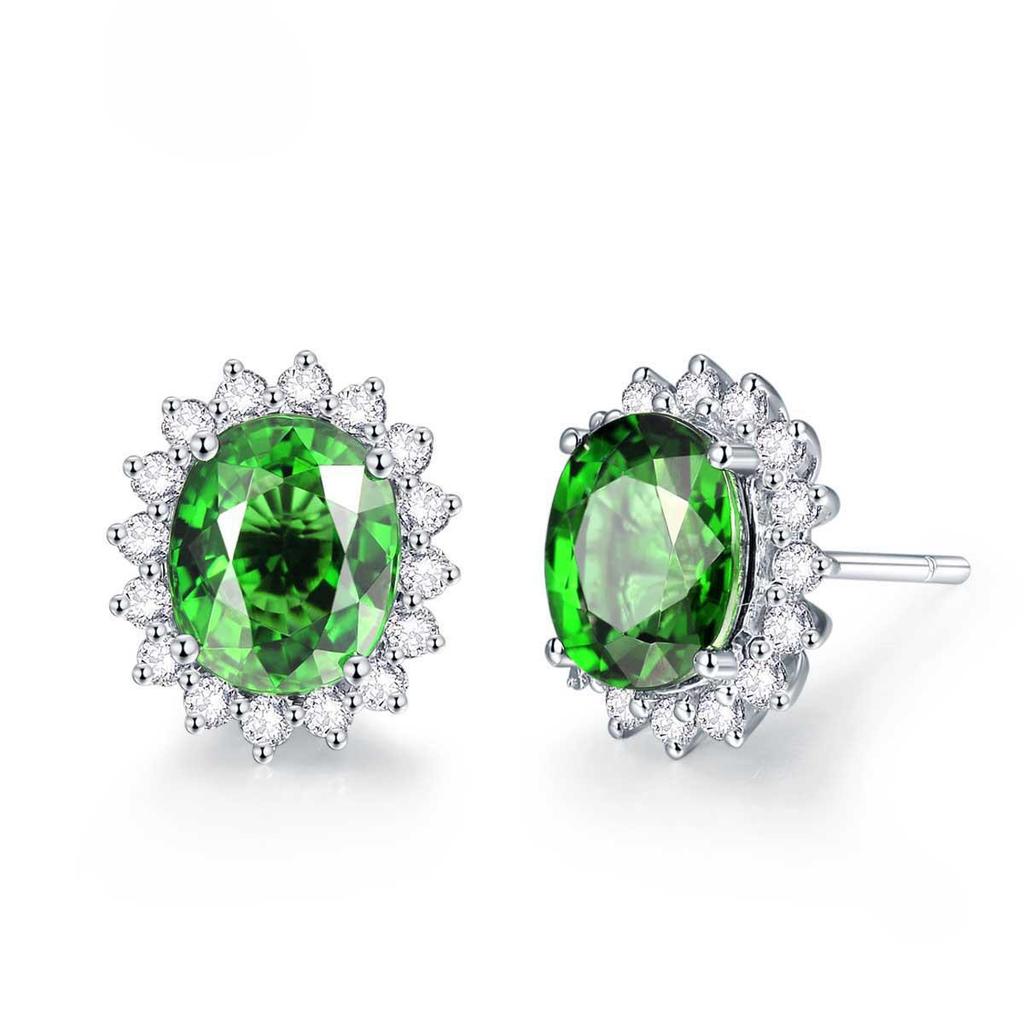 Luxury Diana Green Tourmaline Simulated Gemstone Jewelry Set: Pendant, Ring, and Stud Earrings for Women