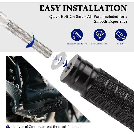 XINGWU Universal M8 Foot Pegs Bike Pegs CNC Anti-Skid Footpegs for Super 73 Yamaha Honda Suzuki Aprilia Electric Car Motorbike Scooter Mini Bike