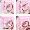 Handmade Enamel Butterfly Flower Glass Coffee Mugs Tea Cup with Spoon,Birthday Christmas Gifts for Her Women Mum Friends Teacher Valentines