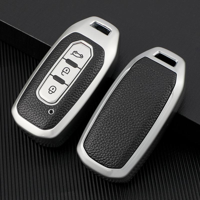 TPU Leather Car Smart Remote Key Cover Case For Ford Territory EV Bag Shell Holder Protector Key Chain Auto Accessories