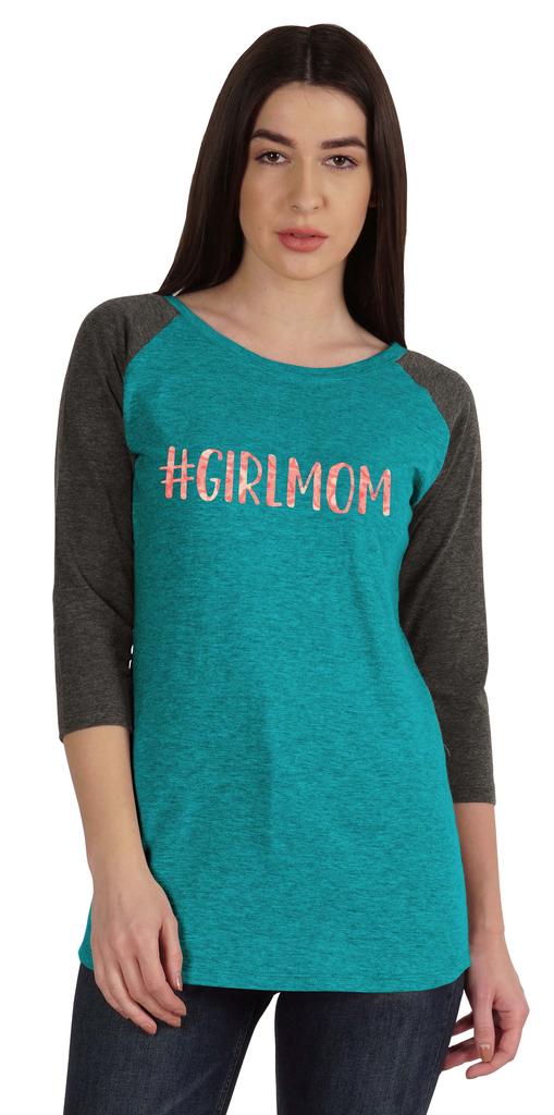 Inkmeso #Girl MomTshirt Tops For Women Cotton Raglan Sleeve Mother s Shirt