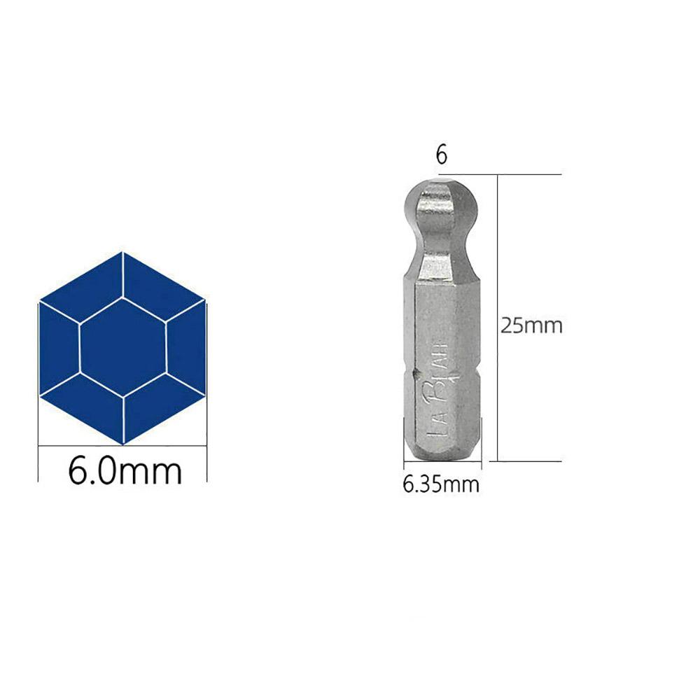 3Pcs Magnetic 1/4 Inch Ball Screwdriver Bits Auto Repair Tools 25mm Length Screwdriver Head 3mm 4mm 5mm 6mm