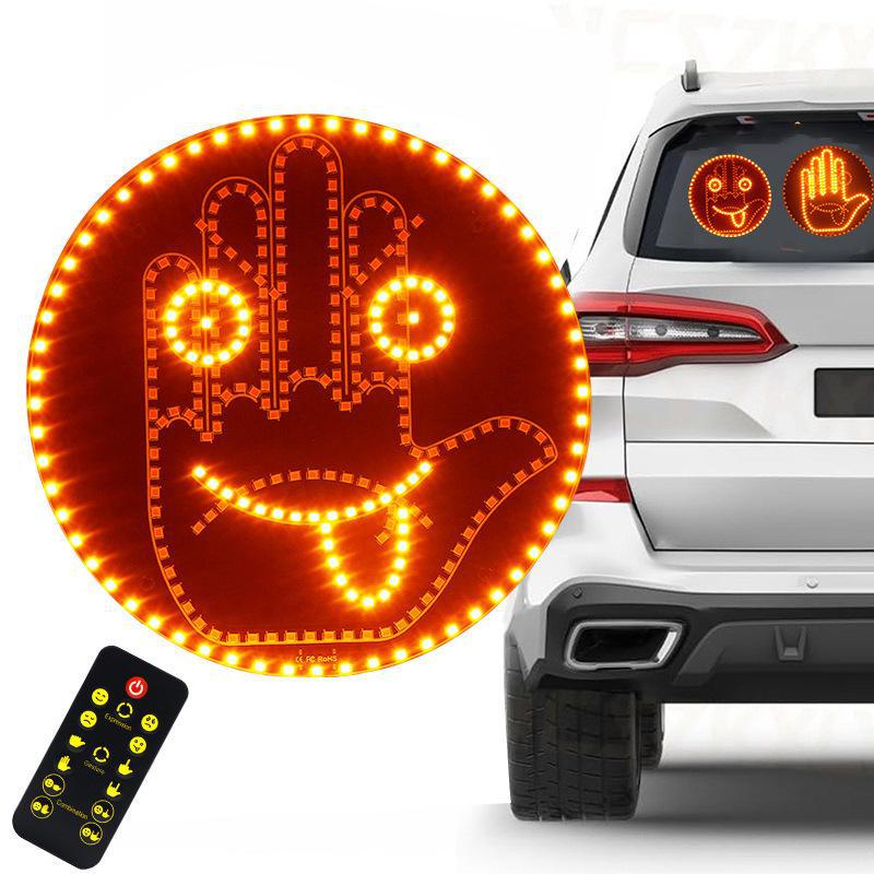 Grenseoverskridende LED-uttrykk-smiley og bevegelseslys for bakrute i bilen