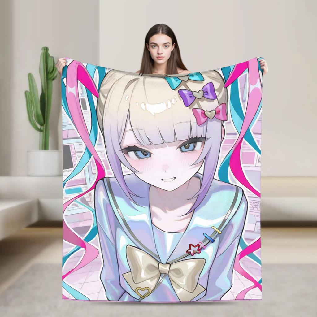 OMG kawaii Angel Blankets Flannel Textile Decor Needy Girl Overdose Multi-function Soft Throw Blankets for Home Couch Rug Piece