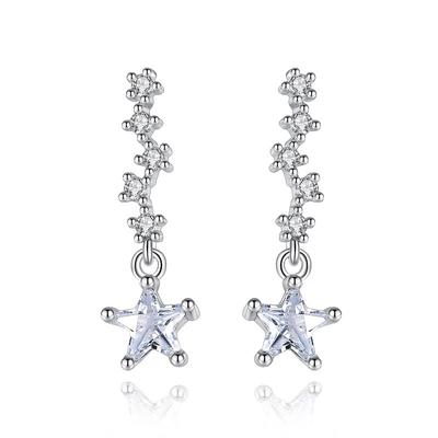 Star Stud Earrings, Earrings, Female Temperament, Fashion Personality, Silver Jewelry, Five-pointed Star Women