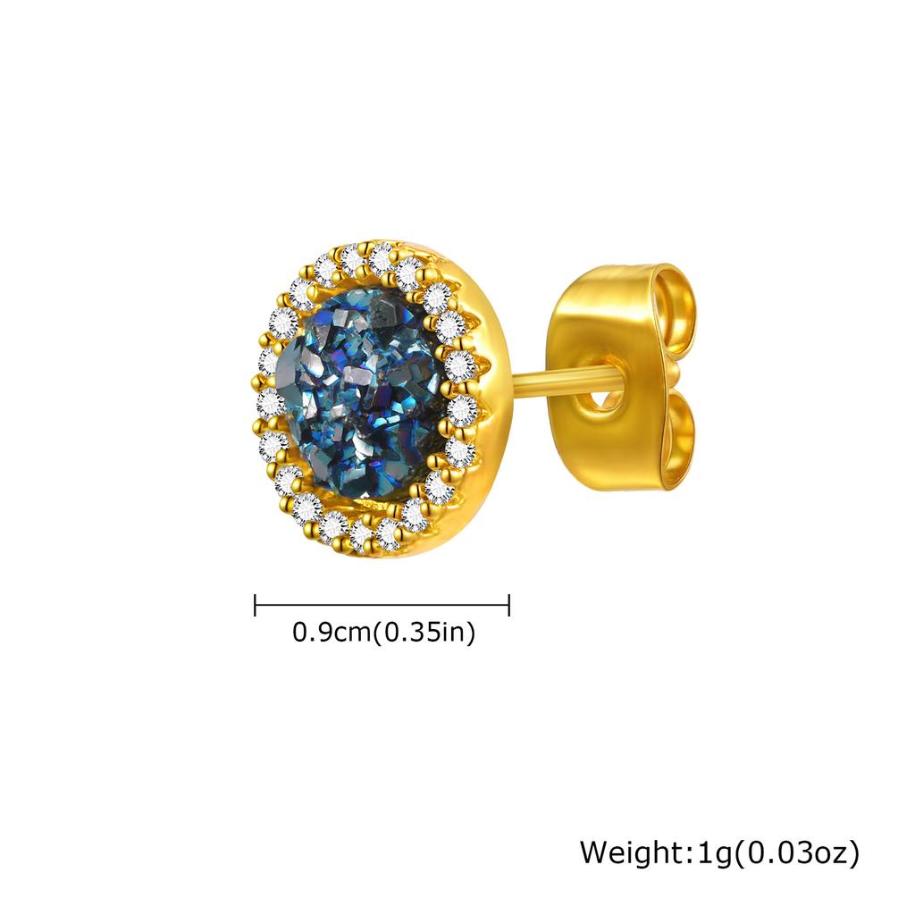 Orecchini a Bottone Piccoli in Zircone di Cristallo di Alta Qualità per Uomo Metallo Placcato Oro Orecchini da Piercing Rotondi Gioielli Moda Punk