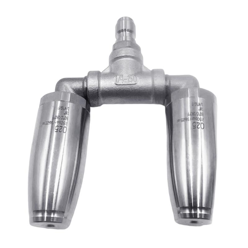 Stainless Steel High Pressure Washer Replacement Nozzle Tip Garden Cleaning Tool Rotating Double Nozzle Tip 1/4inch
