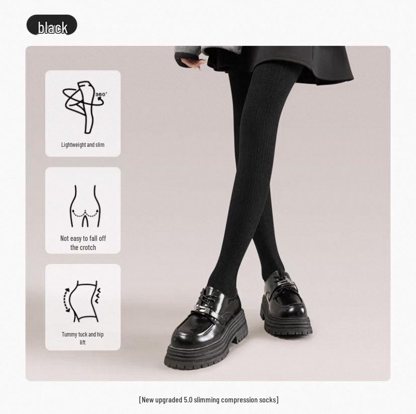 Women's Thickened Wool Cable Knit Pantyhose - Cashmere Warm, Vertical Stripe, Hip-Lifting Leggings with Right-Angle Heel for Autumn & Winter