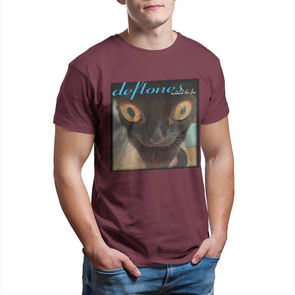 Deftones Around The Fur Cat T Shirt for Men 100% Cotton Funny T-Shirts Crew Neck Tees Short Sleeve Clothes 4XL 5XL