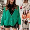 2025 Women's Mid-Length Thickened Lapel Pocket Knit Cardigan Sweater Coat