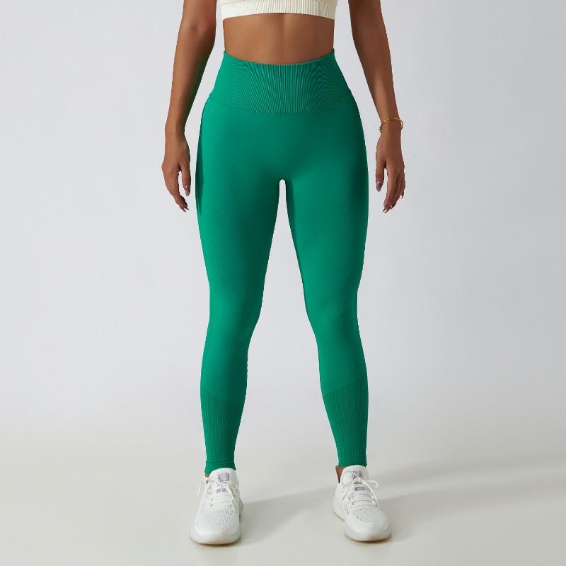 

Fashion Fitness Casual Sports Yoga Pants Women Seamless Running Solid Slim High Waist Breathable Leggings Pants Female Push Up Yoga Trouser 25591 XL зелений