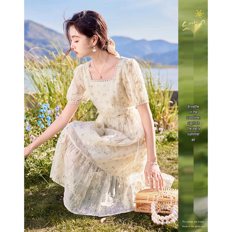 

Sishui Nianhua Women s Elegant Short Sleeve A-line Midi Dress XL