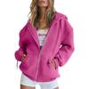 Felpa con cappuccio e zip lunga da donna, vestibilità larga, giacca casual con tasche