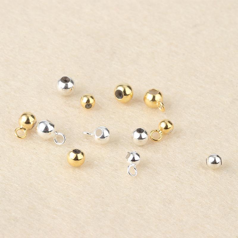 TingXiang 2021 S925 Sterling Silver Beads: DIY Spacer  Round Beads, Silicone Stopper Beads for Jewelry Making 3mm Stopper Bead without Ring