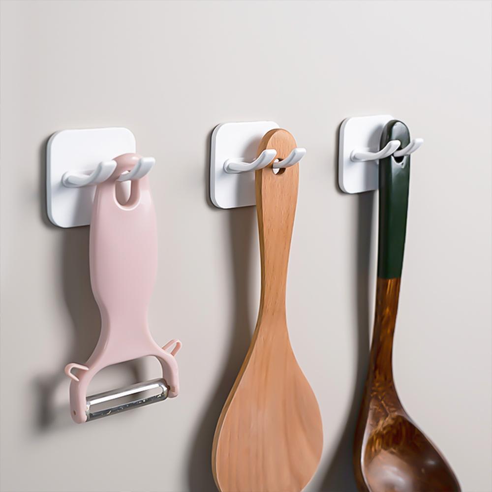 1/4Pcs Multi-Purpose Hook Socket Holder Punch-free Power Plug Hangers Adhesive Wall Hanging Cord Cable Storage Key Bag Organizer