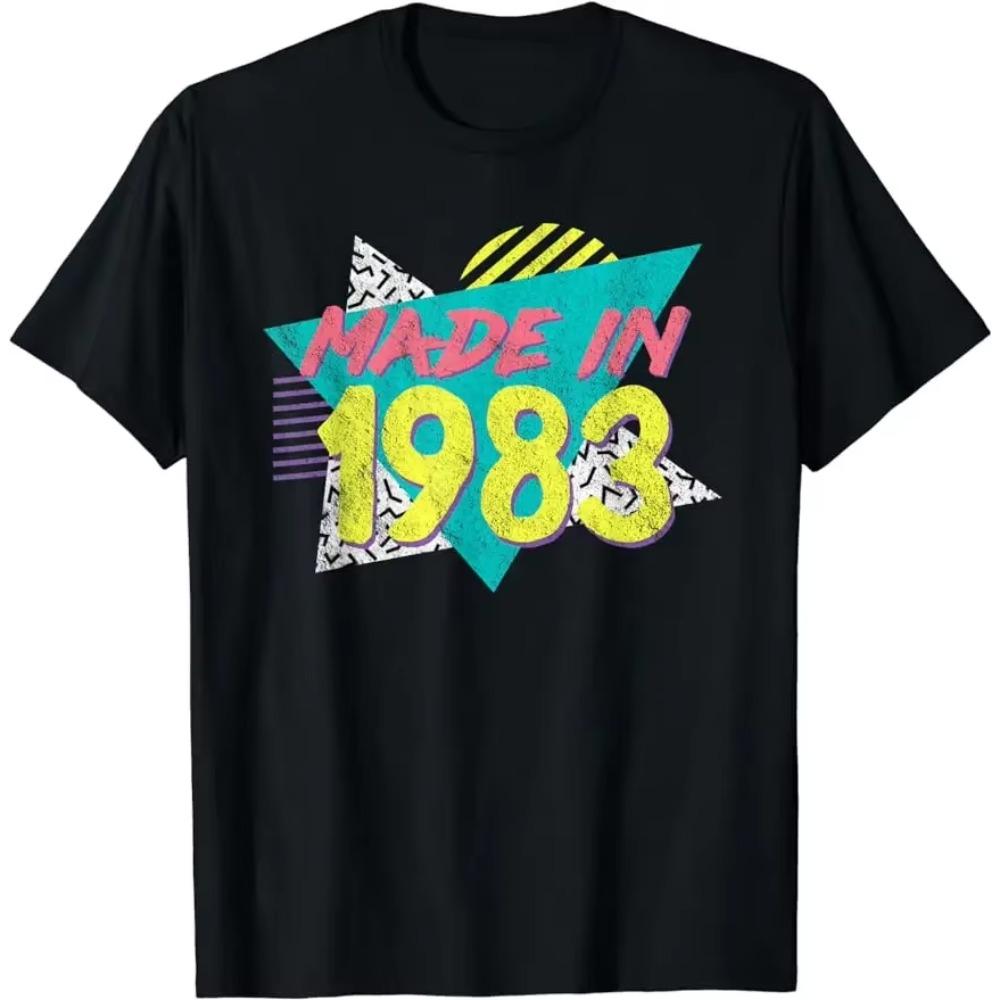Retro Streetwear Birthday T-Shirt for Men Born In 1983 Style Men's Graphic T-Shirts Birthday Gifts TShirt Harajuku Men Clothing