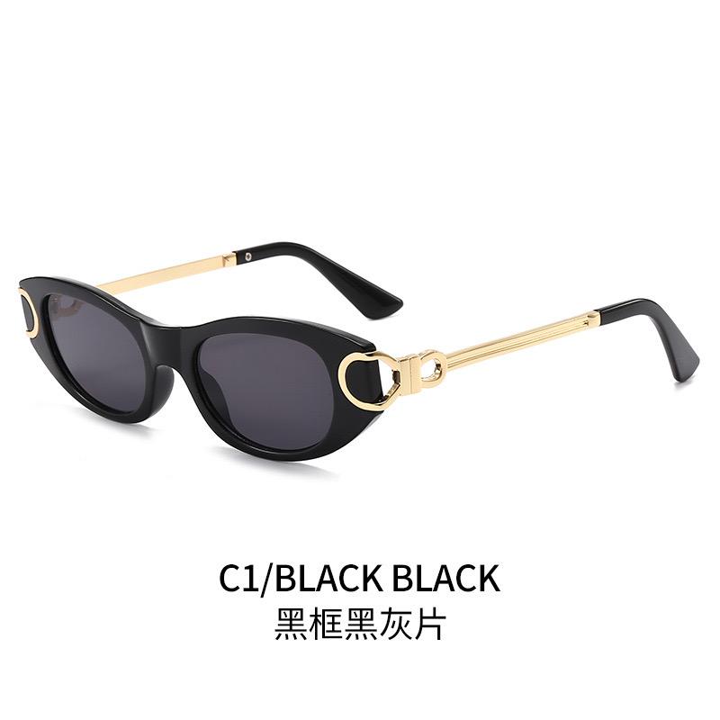 Retro Oval Sunglasses For Women 90S-Style Classic Oval Frame Sun Glasses Fashion Vintage Cat Eye Shades