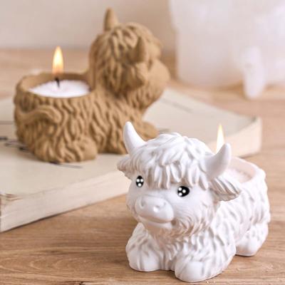 3D Yak Candle Jar Silicone Mold DIY Animal Candlestick Crafts Making Plaster Resin Flowerpot Storage Box Casting Molds Home Deco