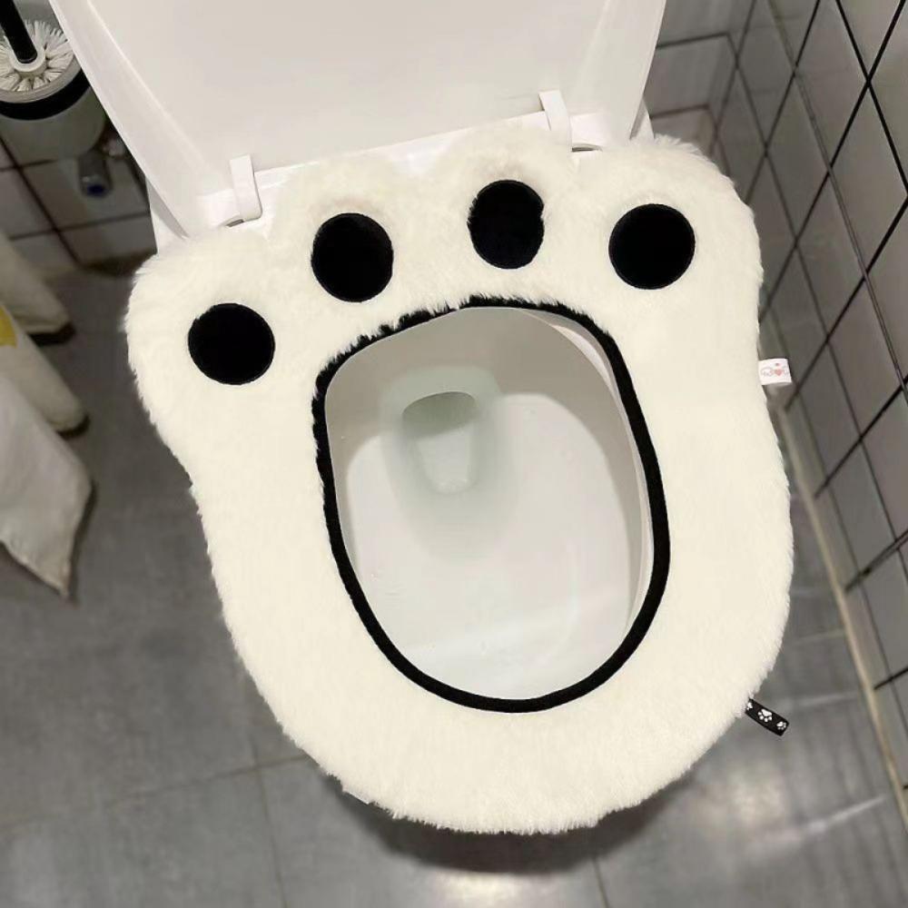 Cartoon Toilet Seat Cushion Universal Cute Bear Paw Toilet Seat Cover Adhesive Pad with Lifter Home Use Bathroom Accessories