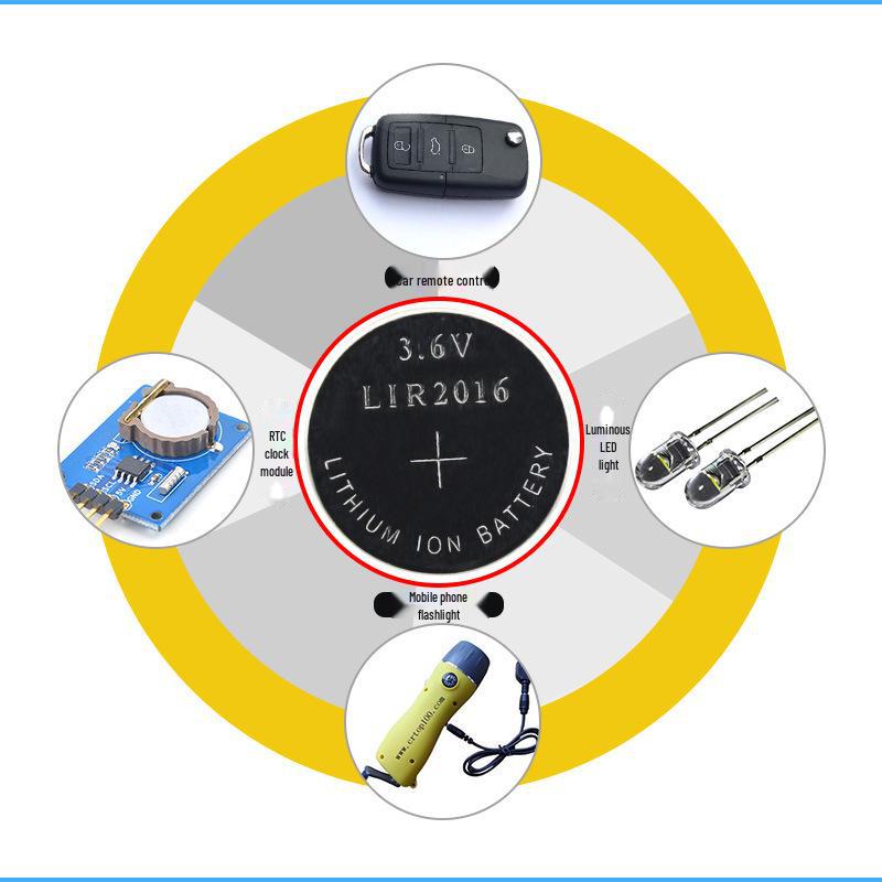 Baterie buton reîncărcabilă LIR2016 3,6 V - Înlocuiește CR2016 pentru cheile mașinii, reîncărcabilă de până la 500 de ori