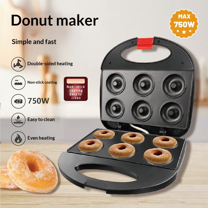 

Мини-машина для приготовления пончиков для детского завтрака, закусок, десертов и многого другого с антипригарной поверхностью, может готовить 6/12/16 пончиков 6 grids