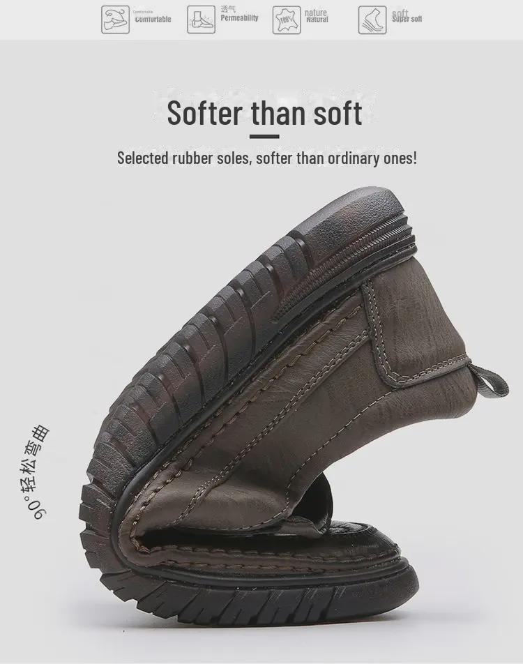 Men's Genuine Leather Casual Business Shoes - Versatile Cowhide with Soft Non-Slip Sole