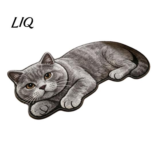 Non-slip Floor Mat Cute Cat Bathroom Rug, Anti-Slip Absorbent Bath Washable Plush Durable Doormat Kitty Door for Entrance Kitchen Home Decor