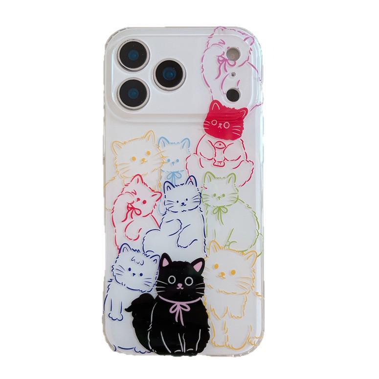 Adorable Colorful Cat Line Design Phone Case for iPhone 17, 16 Pro Max, 15, and 14 - New Model