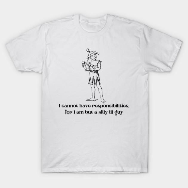 Asian Size Men Black Print T-shirt Silly Lil Guy No-Cut Print Cotton Tshirt S белый