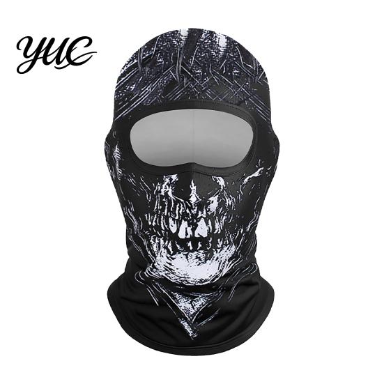 Elastic Face Shield Skull Print Mask for Motorcycle Riding, Windproof Velvet Ski Riding Balaclava, Neck Gaiter Cover Outdoor Sports Cycling Thermal