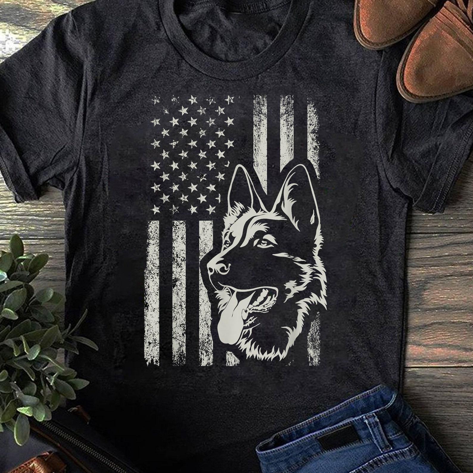 Patriotic German Shepherd AMERICAN FLAG Dog Lover Gift T-Shirt - German Shepherd Dog,German Shepherd Dog Gift, German Shepherd Lover 4XL