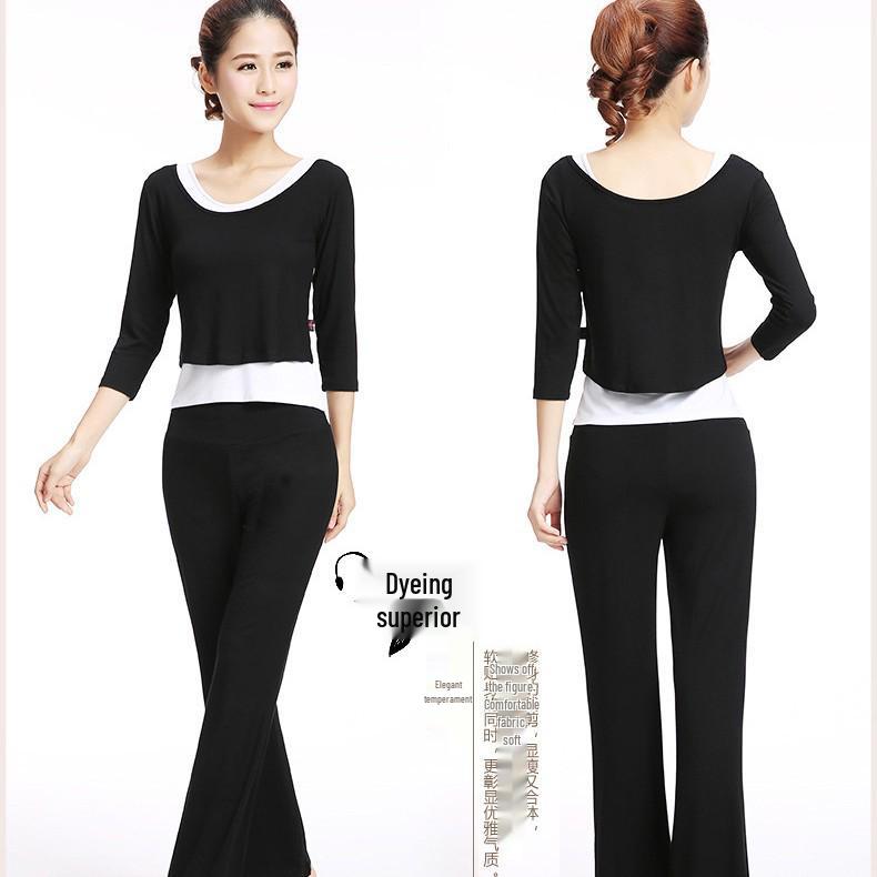 Modal Mid-Sleeve Yoga Suit: Women's 3-Piece Set for Dance & Practice, Comfortable Loose Fit