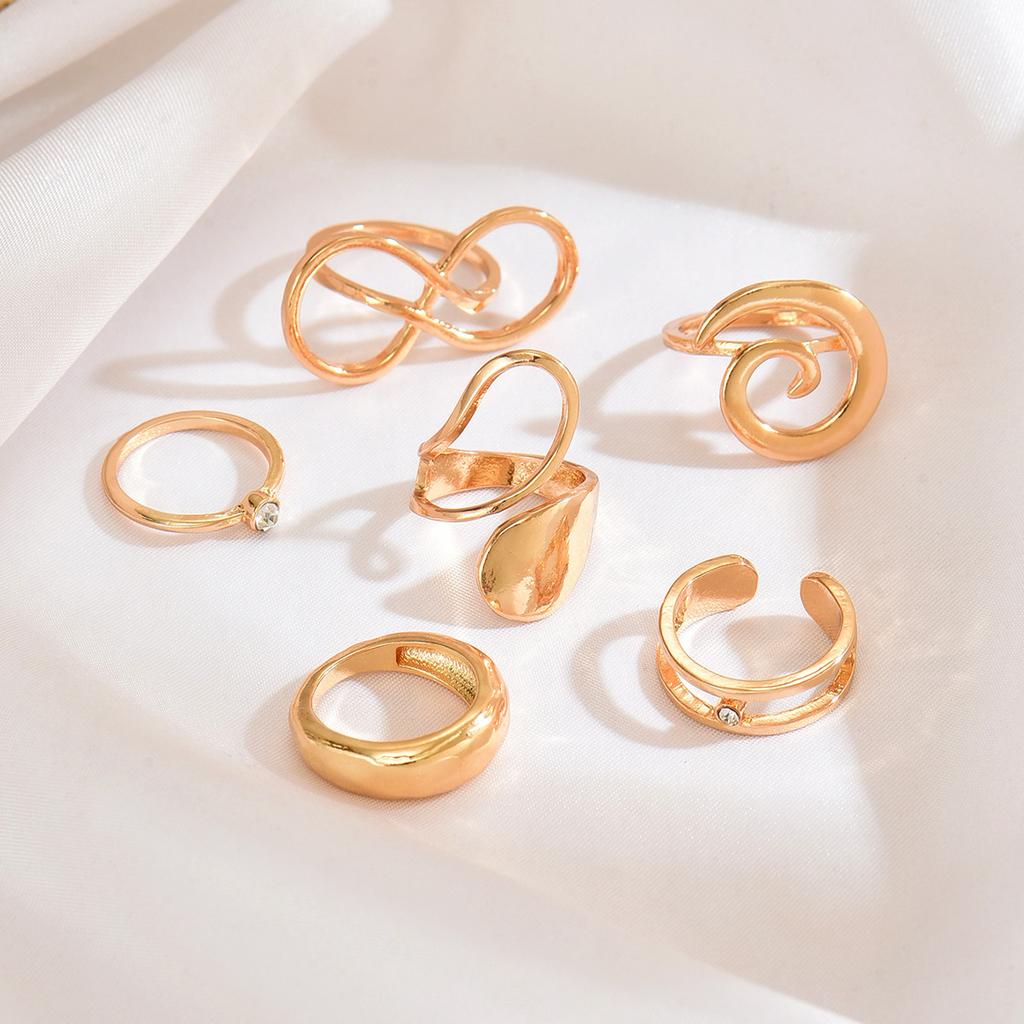 Geometric smooth ring set, European and American niche design sense spiral winding smooth ins ring jewelry women