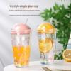 Stylish Cherry Blossom Starry Sky Glass Cup with Straw - Perfect Gift for Girls