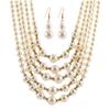 Trend Statement Zircon Set Multi-layer Handmade Imitation Pearl Beaded Bib Necklace And Earrings For Women Party Accessories