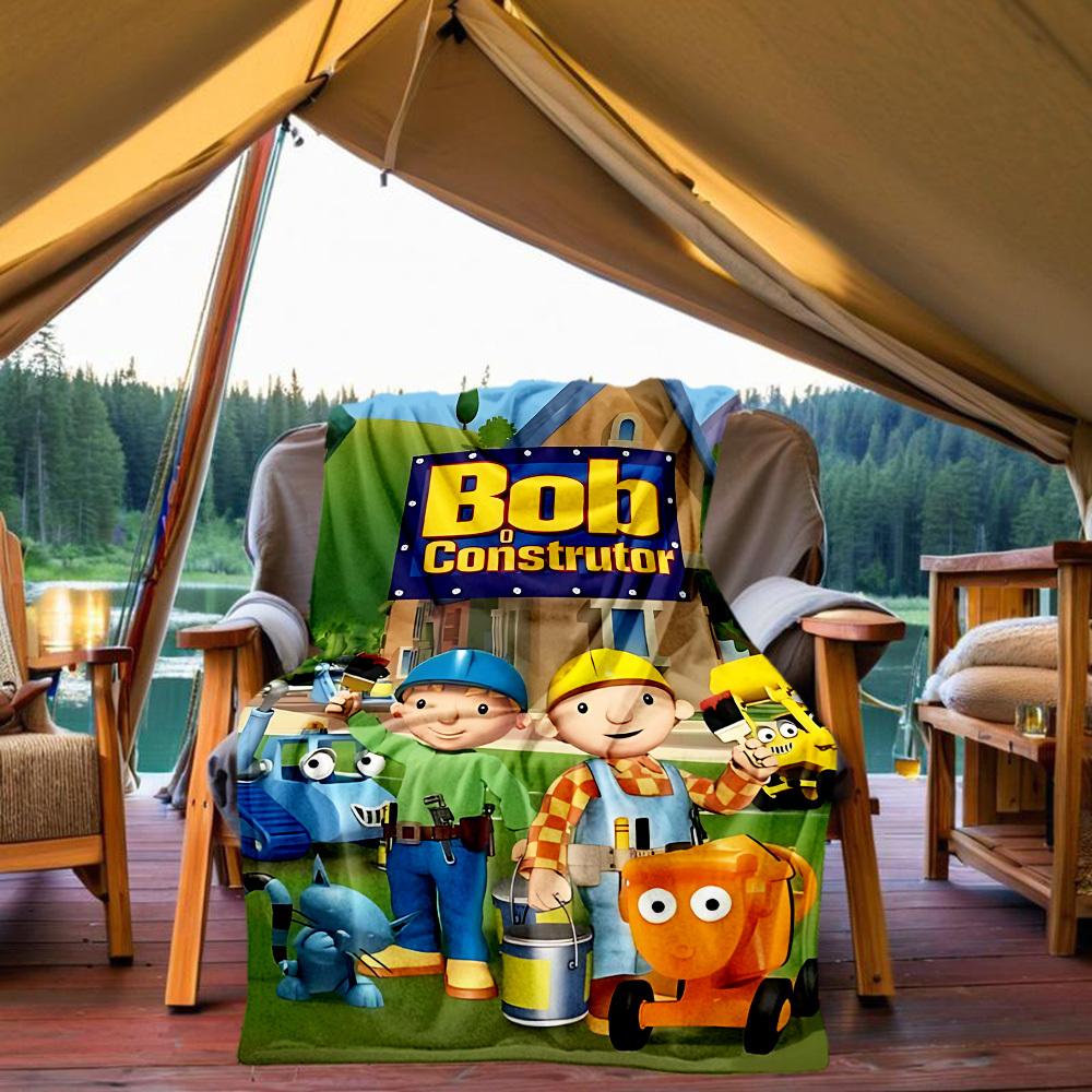1 Stück Bob der Baumeister Outdoor-Decke Leichte Flanelldecke, Ganzjahresnutzung für Sofa, Bett, Reisen, Camping, Wohnzimmer, Büro, Couch093