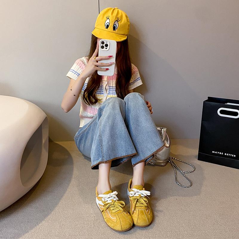 Korean Version of Flat-bottomed Color Matching Sports Shoes for Women 2025 Spring and Autumn New Fashion Casual Versatile Student Street Shooting Cas