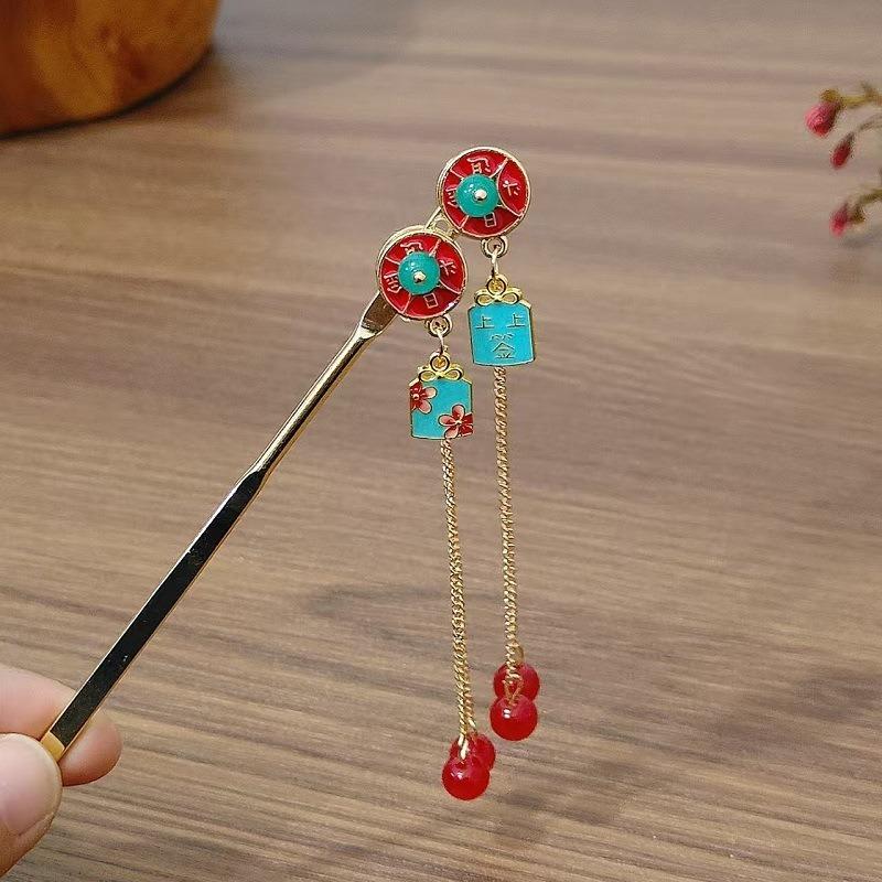 1pc Fashion Ancient Style Copper Coins Bells Tassels Hairpins New Chinese Style Money Flower Steps Hairpins Hanfu Headwear