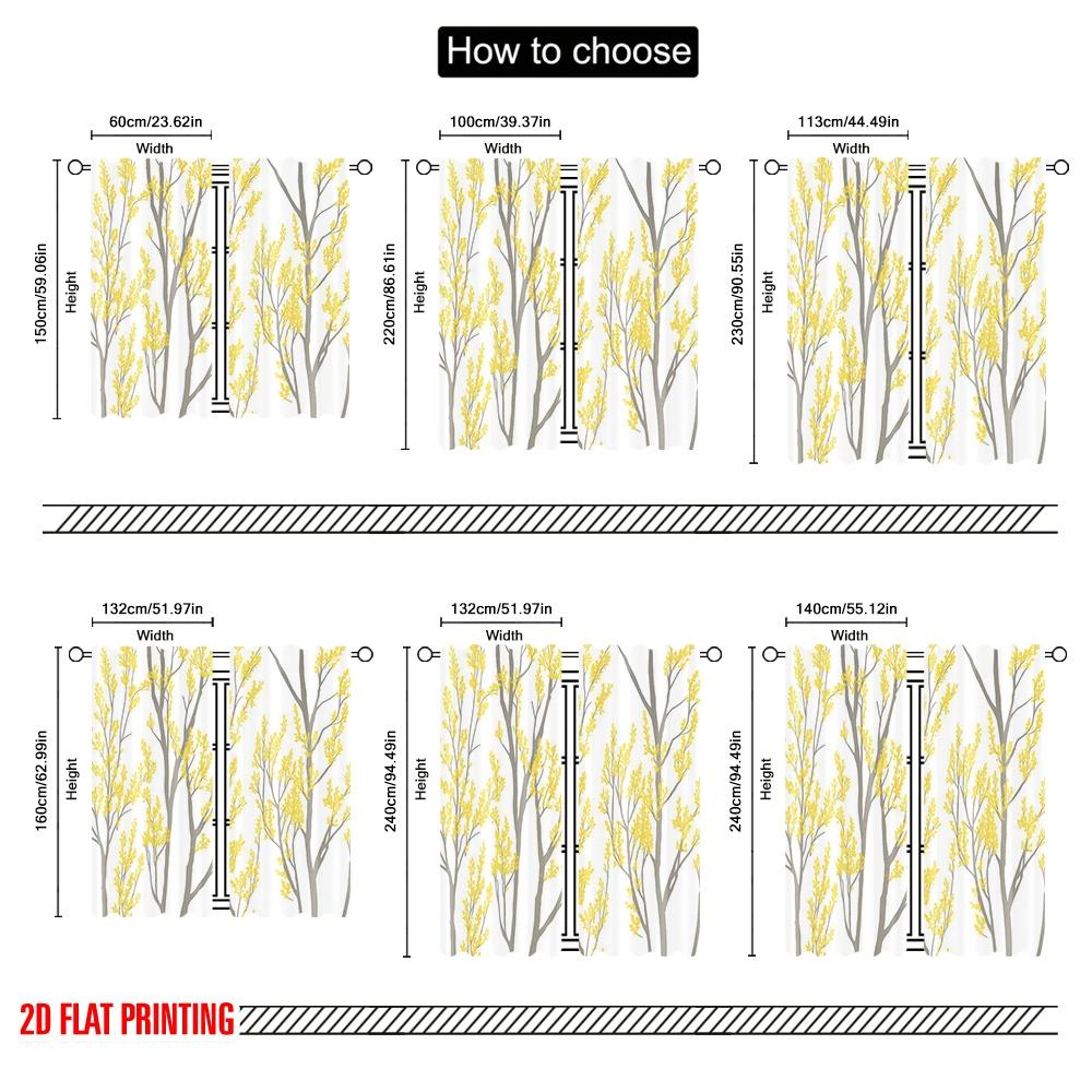 2pcs,2D Plane Printing Curtain Popular Yellow Branches Versatile Fabric (without Rod) Home Decor Ldeal for Season Home Decor for