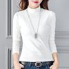 Women's Mock Neck Long Sleeve Thermal Top Slim Fit Thick Double Sided Fleece Polyester High Stretch Solid Color Korean Warm Winter Layering T Shirt
