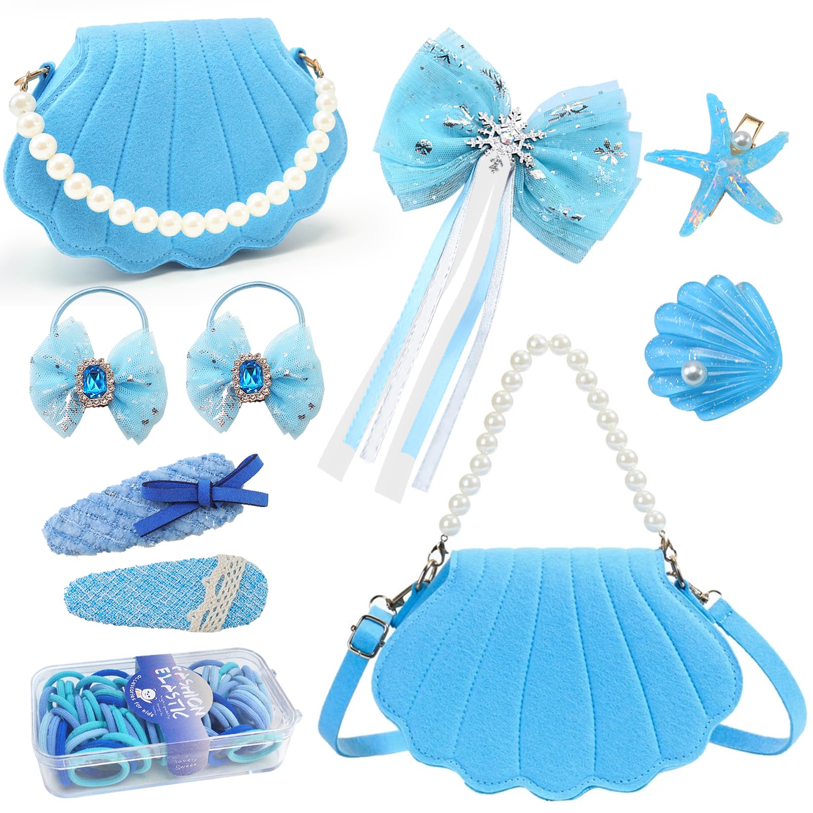 

CORPERTOYS Детский набор аксессуаров для волос Резинки и заколки Роскошный набор с сумкой Цветы Ракушки Драгоценности Банты Ленты Аксессуары для волос Стильные Девочки Дети