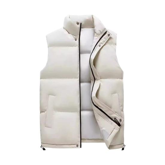 

Мужской хлопковый жилет с воротником-стойкой, без рукавов, теплый эластичный подол, ветрозащитный жилет, однотонный M хаки