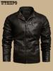 Vintage-Inspired Men's Faux Leather Jacket - Windproof, Warm Fleece Lined, Multi-Pocket Design for Motorcycle Riding & Casual Wear