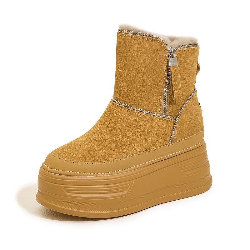 thick-soled snow boots women s winter new velvet thickened cotton shoes inner height increase women s shoes warm cotton boots women s boots 34 верблюд 6456₽