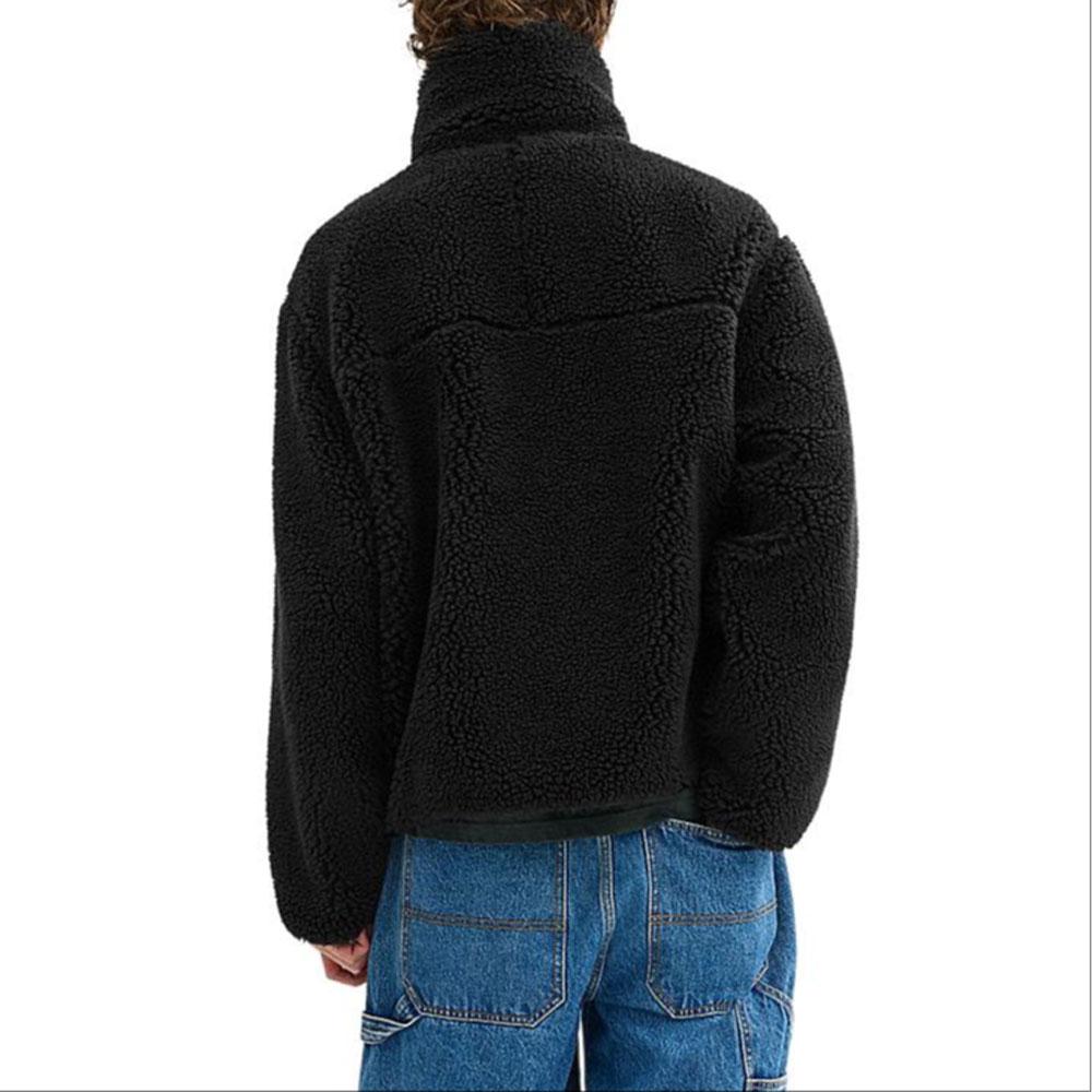 Coach Logo Letter Zipper High Neck Fleece Jacket Men jackets Black CT735-BLK